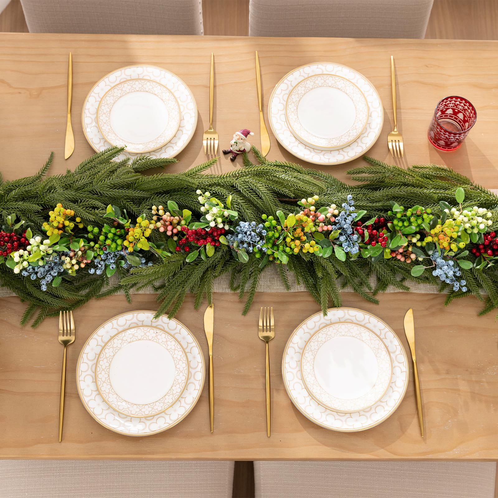 SHACOS 20 PCS Artificial Berry Stems Assorted Mixed Color, Fake Berries Branches Spray with Green Leaves 9.8 inch Small Berry Picks for Floral Crafts Centerpiece Bouquet Filler Home Wedding Decor - Image 8