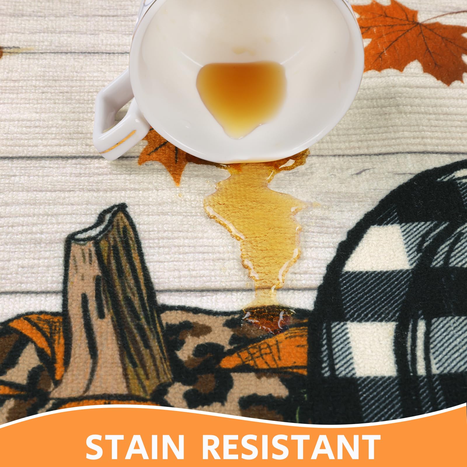 SHACOS 20"x32" Fall Bathroom Rugs Non Slip Washable, Pumpkin Fall Kitchen Rugs Farmhouse Halloween Kitchen Mat, Indoor Door Mats Carpet for Hallway Entryway Laundry Room Autumn Home Decor - Image 5