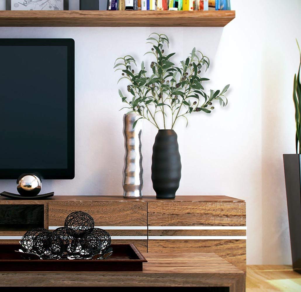 SHACOS 4 PCS 28 inch Artificial Olive Branches for Vases Greenery Olive Stems Faux Tree Branch Twig for Home Wedding Shop Office Garden Decor DIY Floral Crafts - Image 7