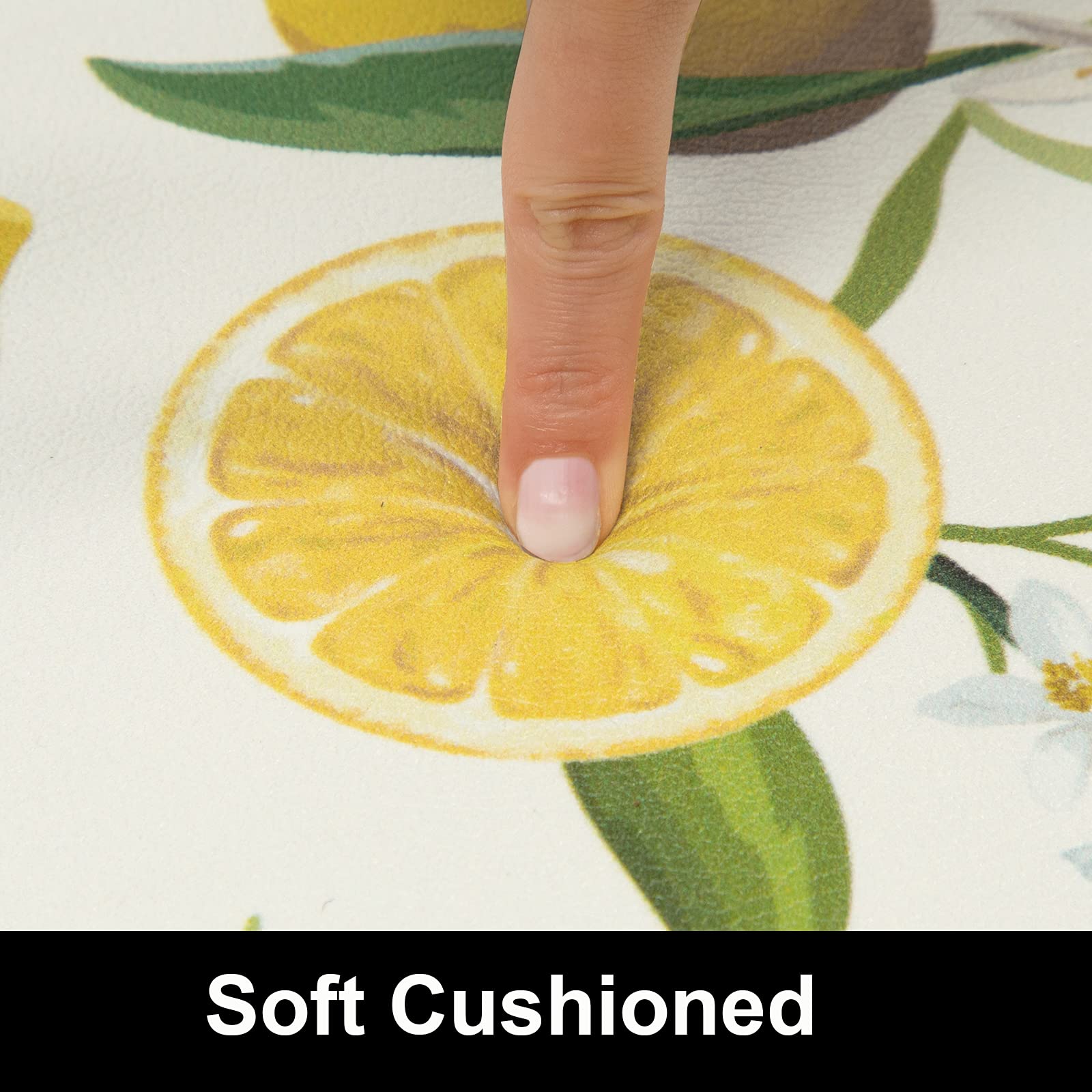 SHACOS Anti Fatigue Lemon Kitchen Rugs Mats Set of 2 Pieces Non Slip Soft Cushioned Wipeable Kitchen Mats for Floor Standing Mats, 17"x27.5"+17"x47", White - Image 6