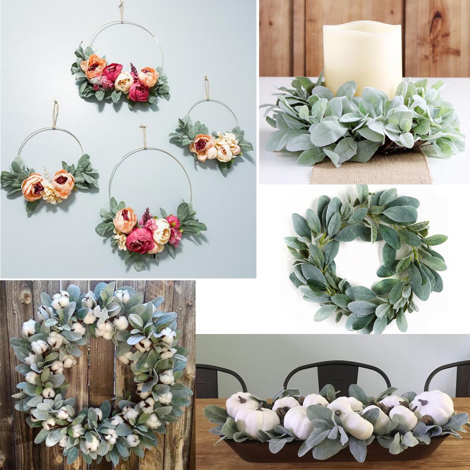 SHACOS Artificial Flocked Lambs Ear Stem 12 Pieces Lamb's Ear Branch Foliage Pick Greenery Leaf Flower Spray for Home Wedding DIY Floral Arrangement - Image 7