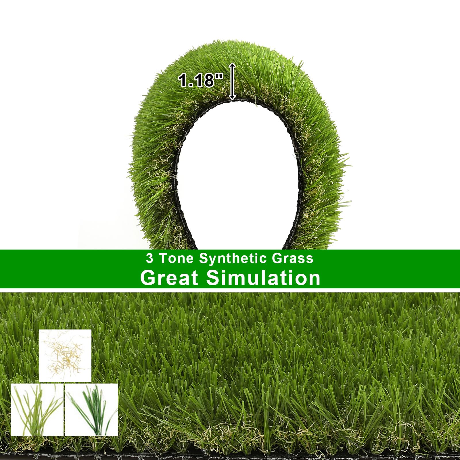 SHACOS Artificial Grass Pad for Dogs 20x25 inches Dog Pee Grass Potty Training Pads for Puppies Replacement Turf Reusable Dog Training Mat with Drainage Holes Outdoor Rug Patio Lawn Decoration - Image 3