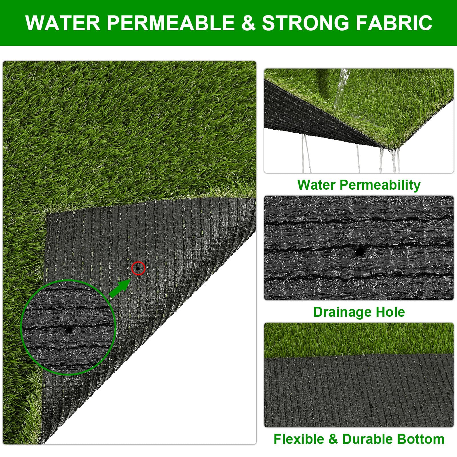 SHACOS Artificial Grass Pad for Dogs 20x25 inches Dog Pee Grass Potty Training Pads for Puppies Replacement Turf Reusable Dog Training Mat with Drainage Holes Outdoor Rug Patio Lawn Decoration - Image 5