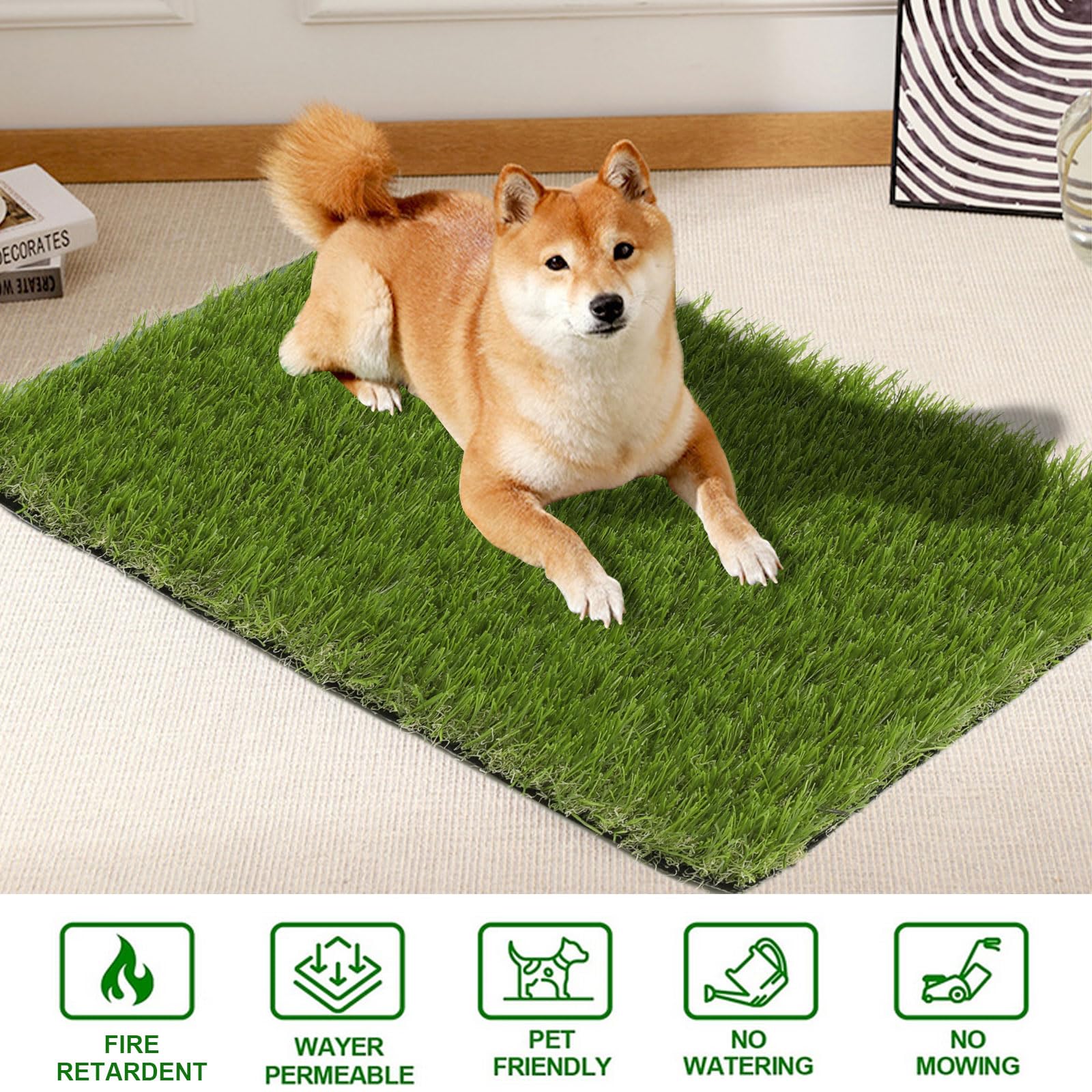 SHACOS Artificial Grass Pad for Dogs 20x25 inches Dog Pee Grass Potty Training Pads for Puppies Replacement Turf Reusable Dog Training Mat with Drainage Holes Outdoor Rug Patio Lawn Decoration - Image 7