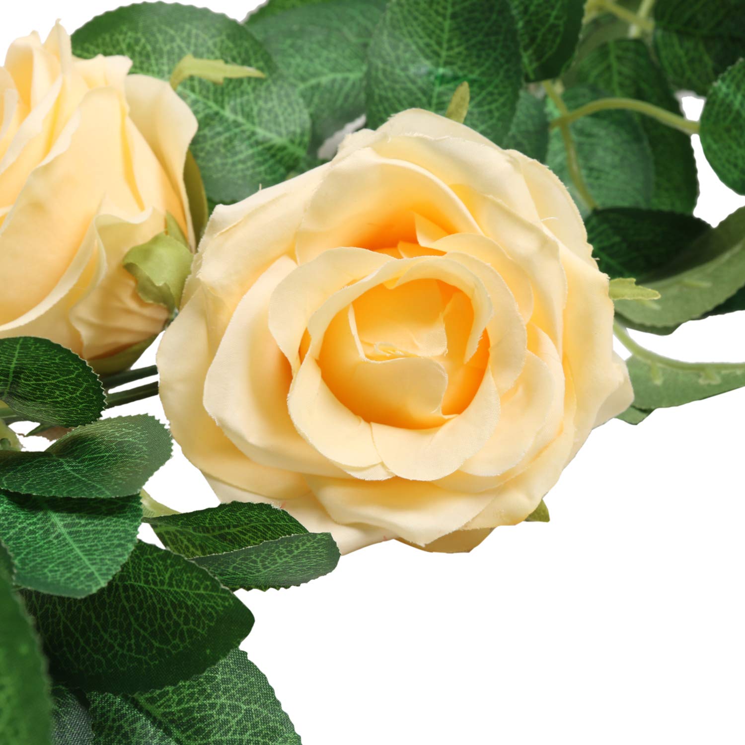 SHACOS Artificial Rose Flower Garlands Set of 2 Realistic Fake Rose Vines Greenery Leaves Rose Hanging Flower Floral Garlands for Wedding Party Backdrop Room Decor (Champagne, 2) - Image 5