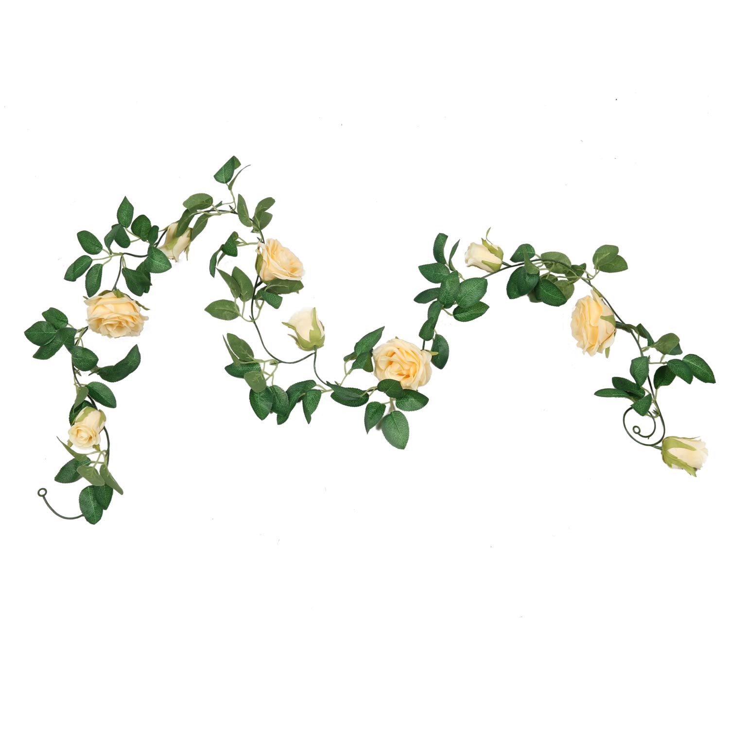 SHACOS Artificial Rose Flower Garlands Set of 2 Realistic Fake Rose Vines Greenery Leaves Rose Hanging Flower Floral Garlands for Wedding Party Backdrop Room Decor (Champagne, 2) - Image 6