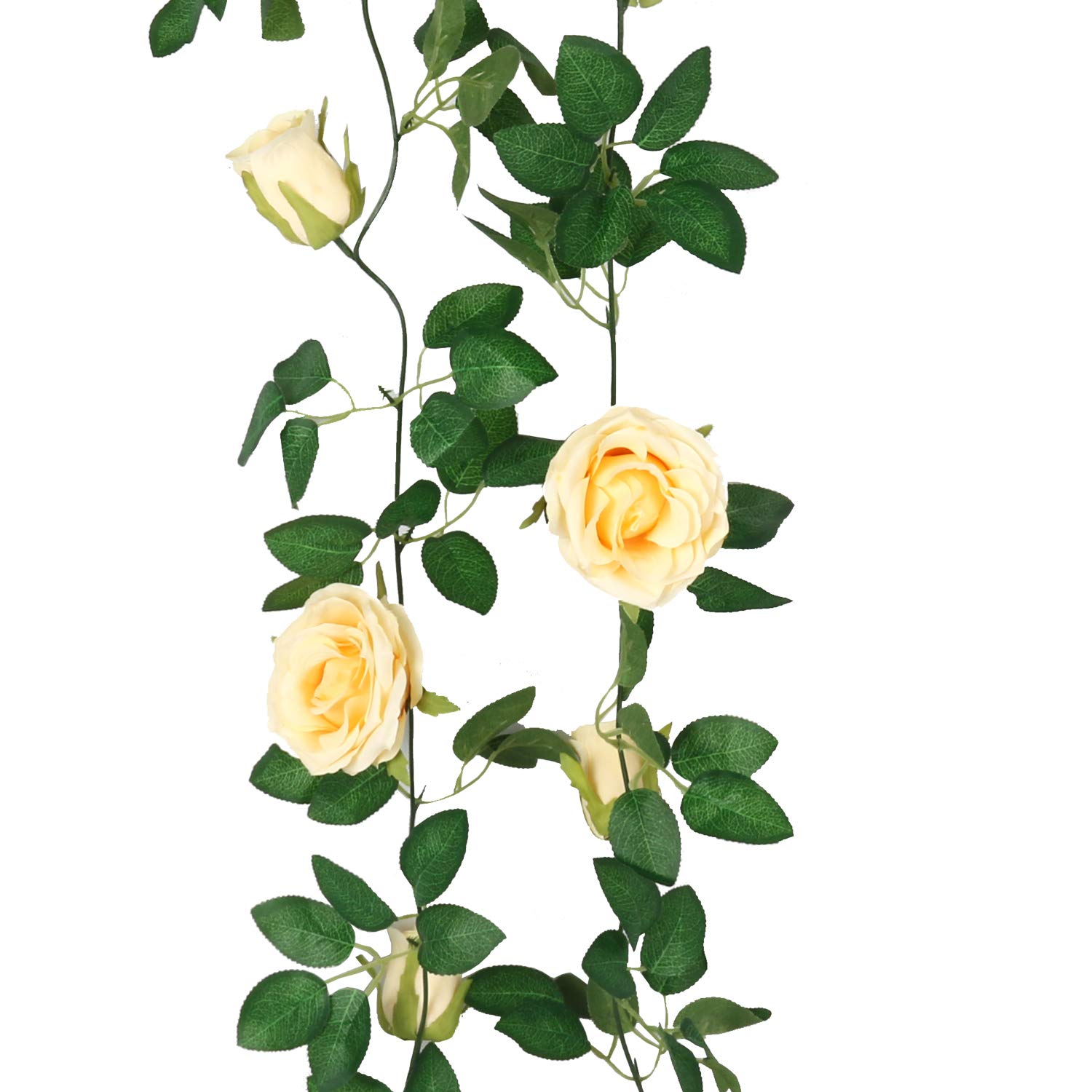 SHACOS Artificial Rose Flower Garlands Set of 2 Realistic Fake Rose Vines Greenery Leaves Rose Hanging Flower Floral Garlands for Wedding Party Backdrop Room Decor (Champagne, 2) - Image 8