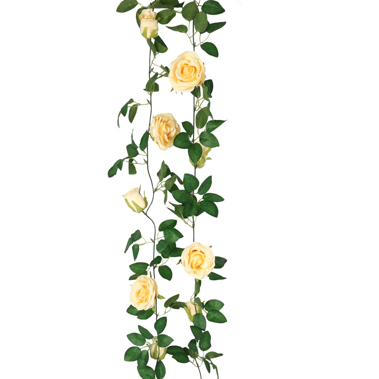 SHACOS Artificial Rose Flower Garlands Set of 2 Realistic Fake Rose Vines Greenery Leaves Rose Hanging Flower Floral Garlands for Wedding Party Backdrop Room Decor (Champagne, 2) - Image 9