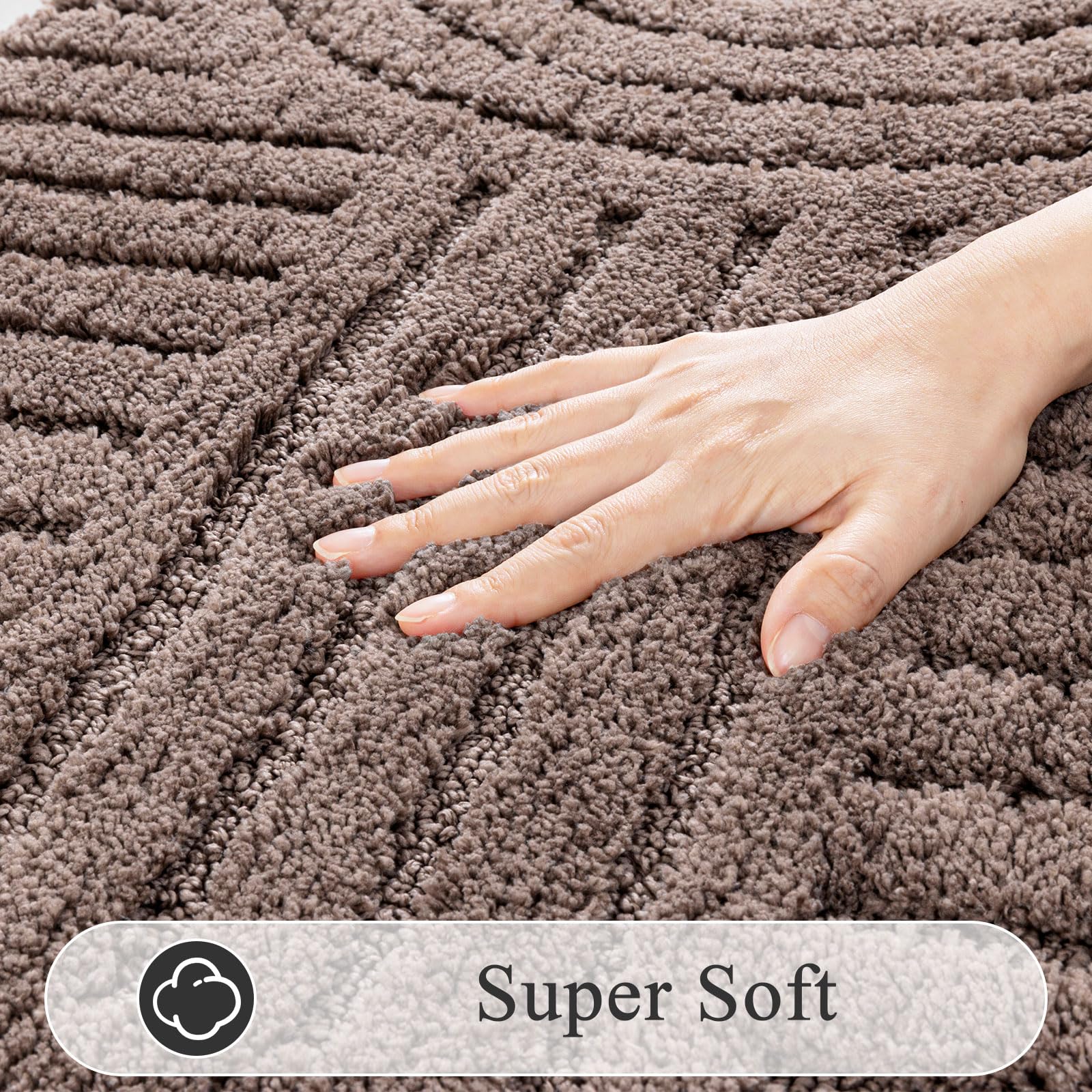 SHACOS Bathroom Rugs Sets 5 Piece Ultra Soft Absorbent Microfiber Bath Mat with Bath Runner, U Shape Contour Rug, Toilet Lid Cover, Non Slip Machine Washable Carpet for Bathroom, Bedroom, Coffee - Image 3