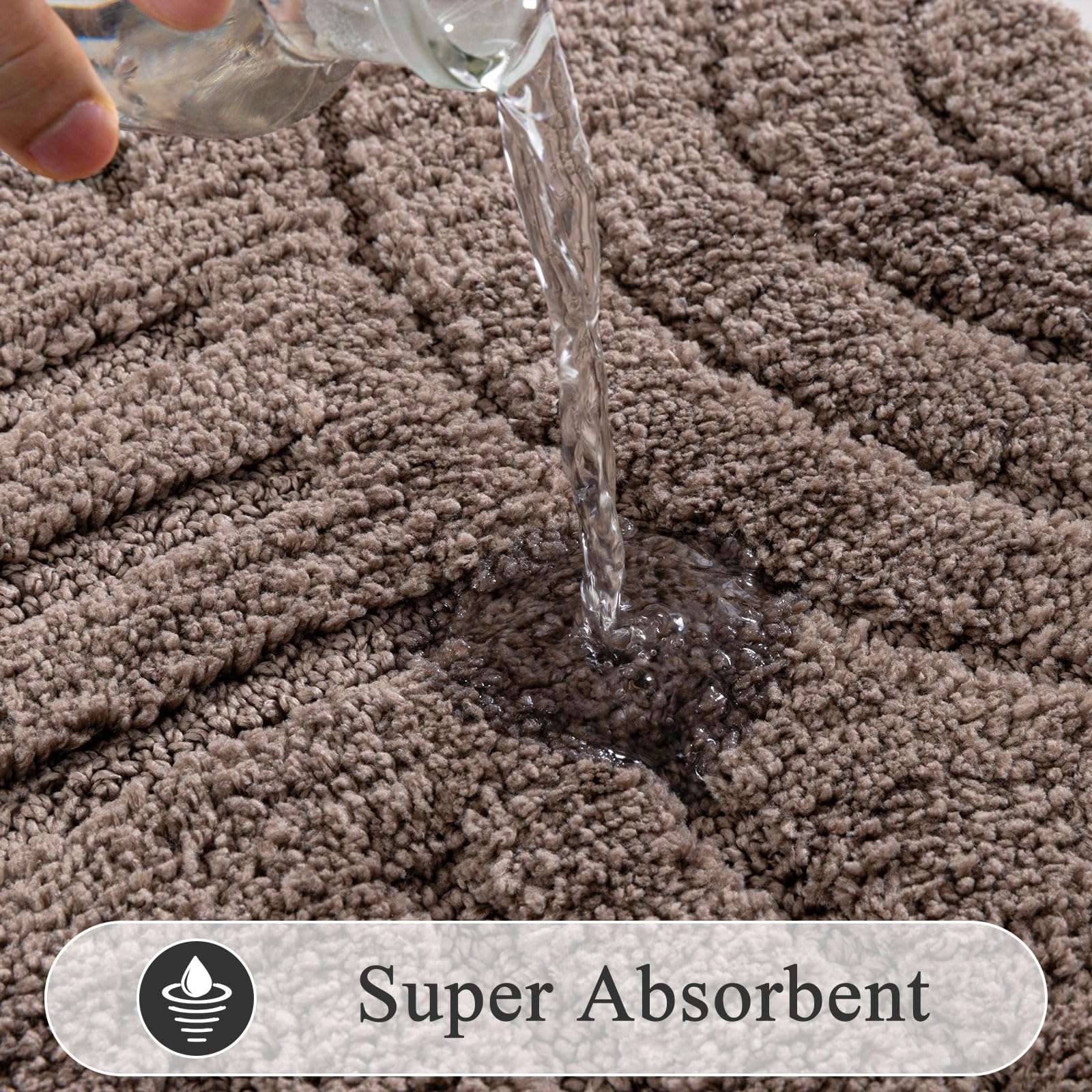 SHACOS Bathroom Rugs Sets 5 Piece Ultra Soft Absorbent Microfiber Bath Mat with Bath Runner, U Shape Contour Rug, Toilet Lid Cover, Non Slip Machine Washable Carpet for Bathroom, Bedroom, Coffee - Image 5