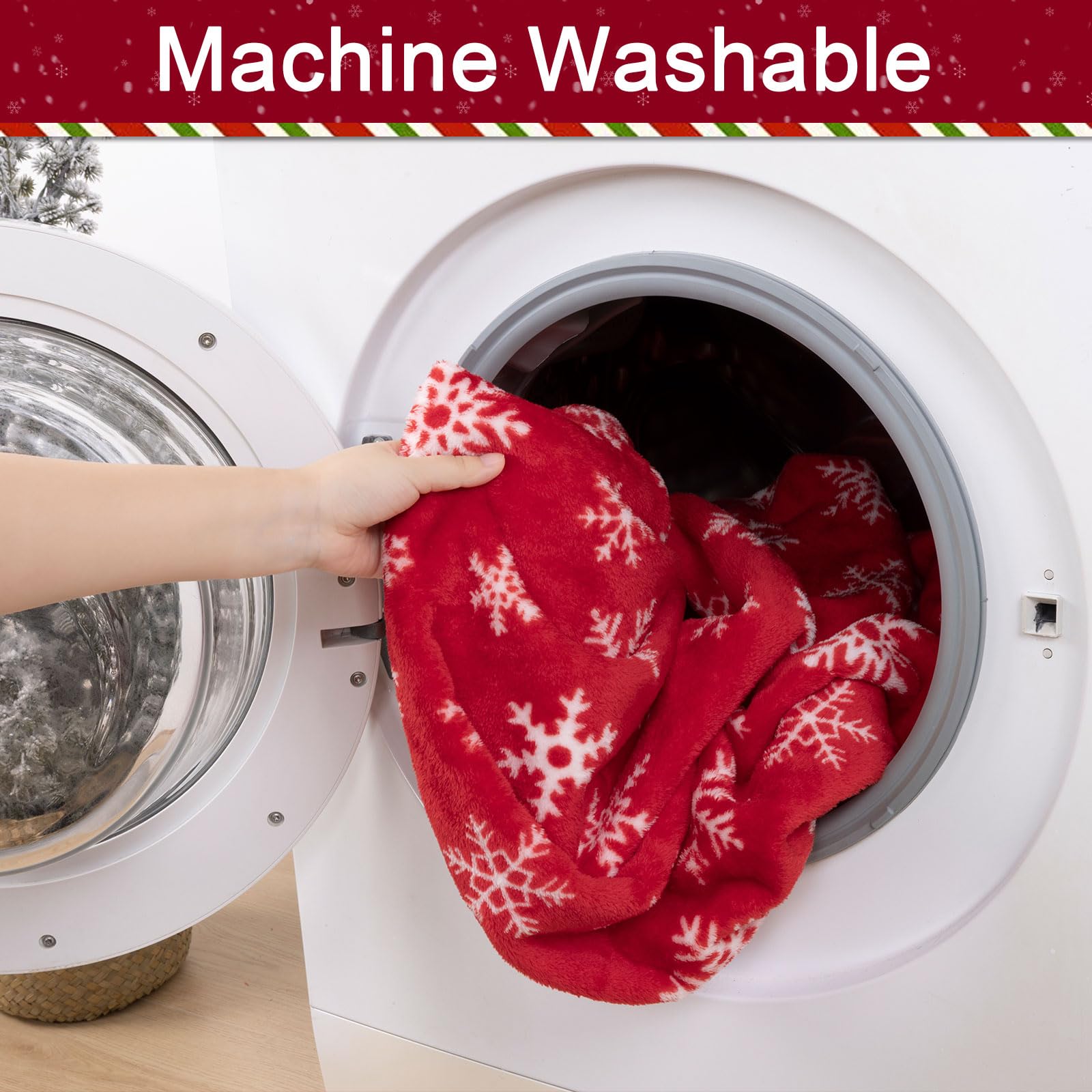 SHACOS Christmas Blanket Red with White Snowflakes Warm Fleece Lightweight Throw Blanket for Couch Plush Cozy Soft Blankets and Throws for Sofa Xmas Holiday Christmas Decoration 50x60 inches - Image 7