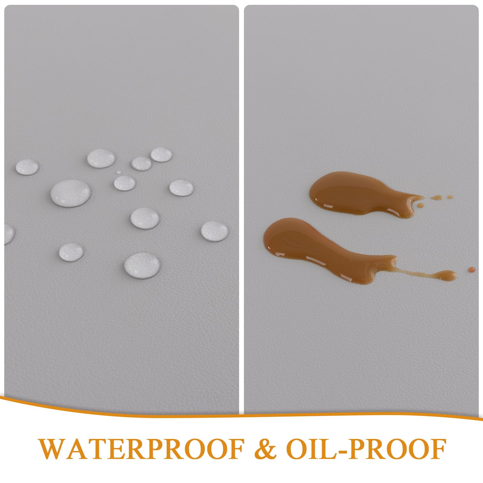 SHACOS Placemats Set of 6 Faux Leather Waterproof Leakproof Wipeable PU Non-Slip Vinyl Place Mats Heat Resistant Table Mats for Kitchen Dining Table Indoor Outdoor, Grey - Image 4