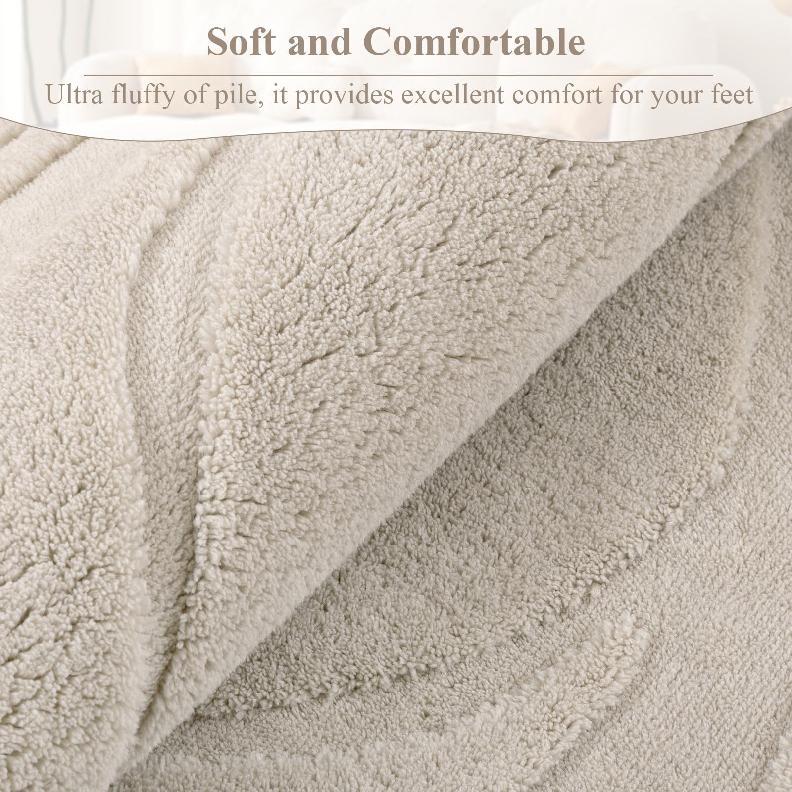 SHACOS Soft Area Rug for Living Room 8x10, Washable Non Slip Bedroom Rug Beige, Fluffy Large Rugs Carpet for Floor Living Room Kids Nursery Room, Home Decor Aesthetic - Leaf Pattern Design - Image 5