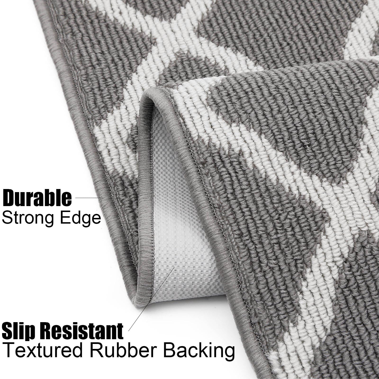 SHACOS Washable Runner Rug 20"x59" Dirt Trapping Non Slip Rubber Backing Rug Runner Floor Mats Carpet Runners for Entryway Hallway Kitchen Garage Laundry Room, Light Gray - Image 4