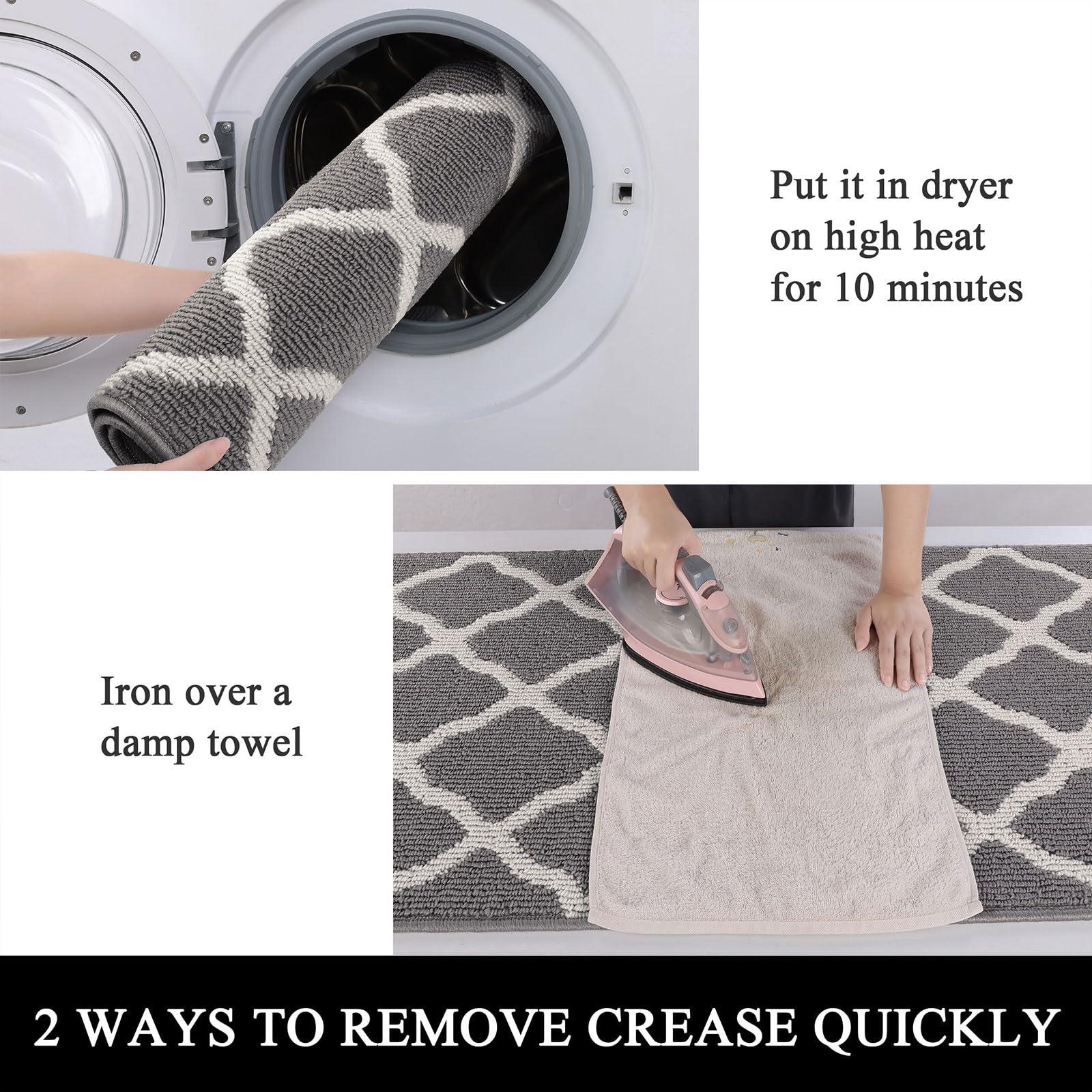 SHACOS Washable Runner Rug 20"x59" Dirt Trapping Non Slip Rubber Backing Rug Runner Floor Mats Carpet Runners for Entryway Hallway Kitchen Garage Laundry Room, Light Gray - Image 6