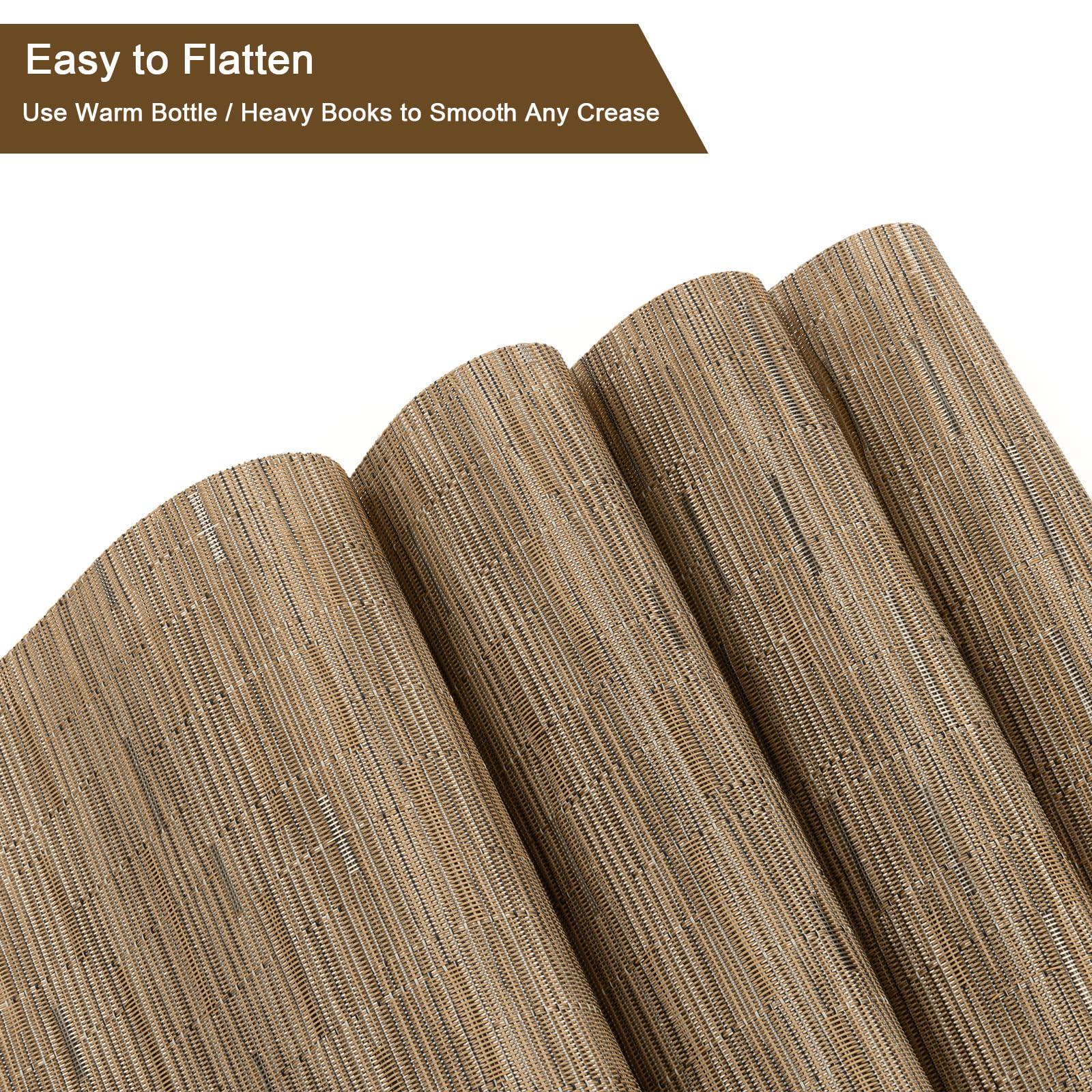 SHACOS Wedge Shape Placemats Set of 4 Woven Vinyl Placemat for Round Table Curved Place Mats Wipe Clean Kitchen Dining Table Mats (4, Tan) - Image 9