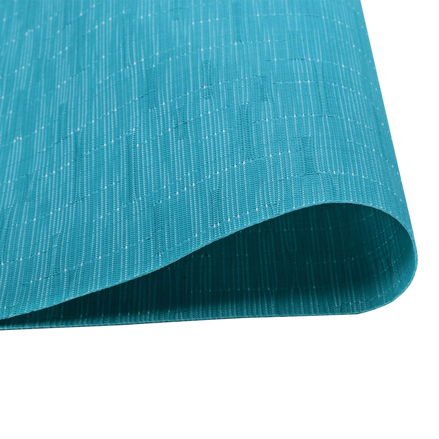 SHACOS Woven Vinyl Placemats Set of 4 Non Slip Heat Resistant Place Mats Durable PVC Stain Resistant Wipe Clean Indoor Outdoor Table Mats (4, Teal Blue) - Image 4