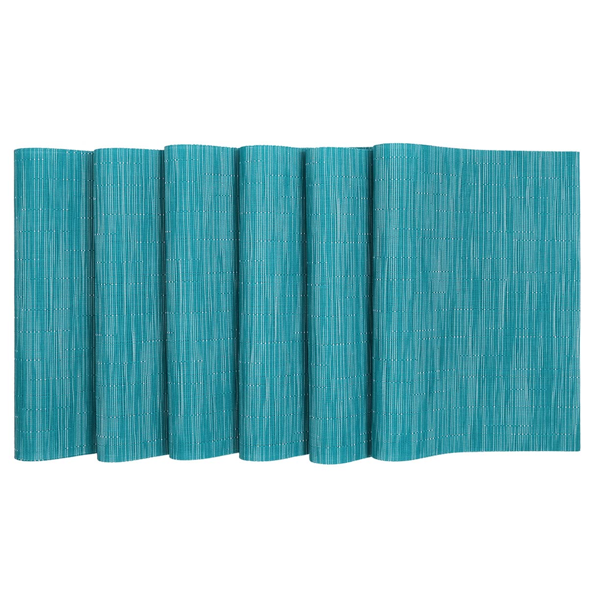 SHACOS Woven Vinyl Placemats Set of 4 Non Slip Heat Resistant Place Mats Durable PVC Stain Resistant Wipe Clean Indoor Outdoor Table Mats (4, Teal Blue) - Image 7
